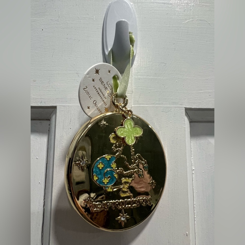 ANTHROPOLOGIE NWT Zodiac Lou Benesch Gold Plated “Capricorn" Christmas Ornament